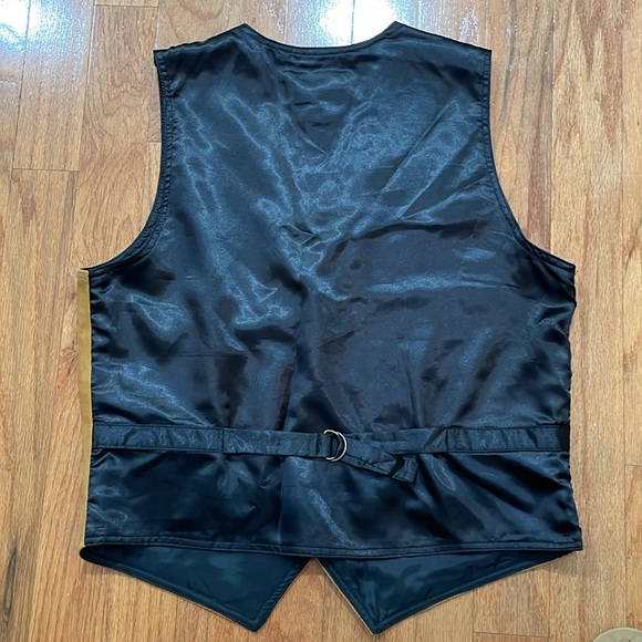 Roper Men’s Leather Vest Size Large 2Front Pockets Brown Snap Front Embroidered - Picture 3 of 13